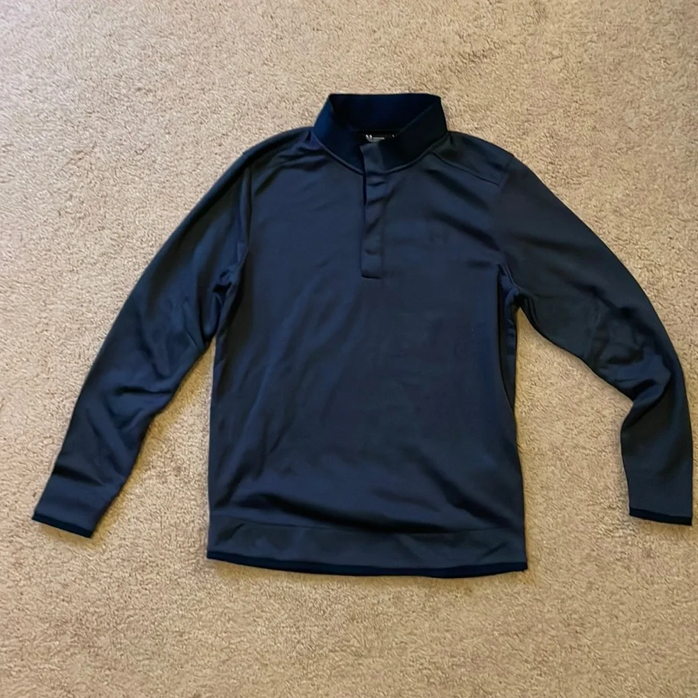 Under Armour/UA ColdGear® blue knitted golf pullover, size M - Picture 2 of 3